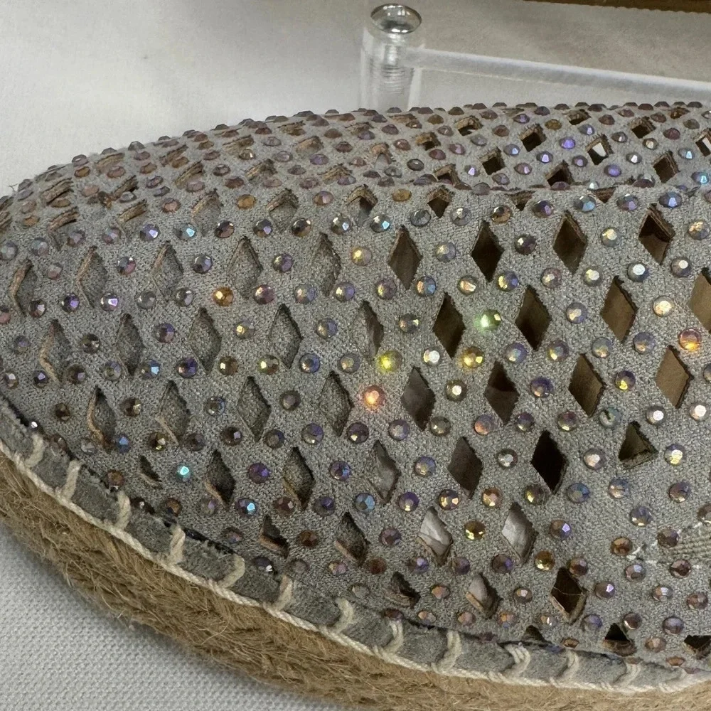 Steve Madden Gray Crystal Espadrille Flats